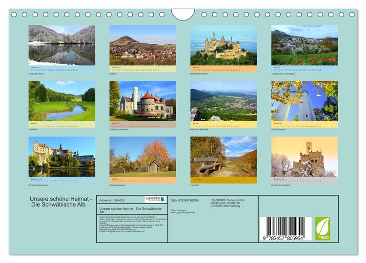 Produktbild: Unsere sch&ouml;ne Heimat - Die Schw&auml;bische Alb (Wandkalender 2026 DIN A4 quer), CALVENDO Monatskalender