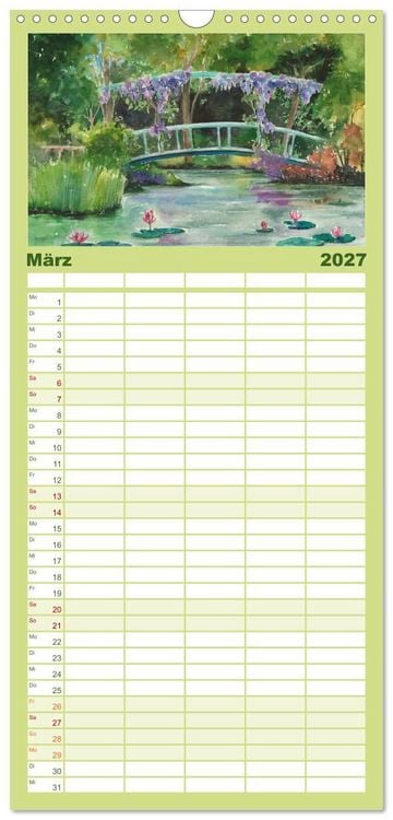 Produktbild: Familienplaner 2027 - Garten Aquarelle mit 5 Spalten (Wandkalender, 21 x 45 cm) CALVENDO