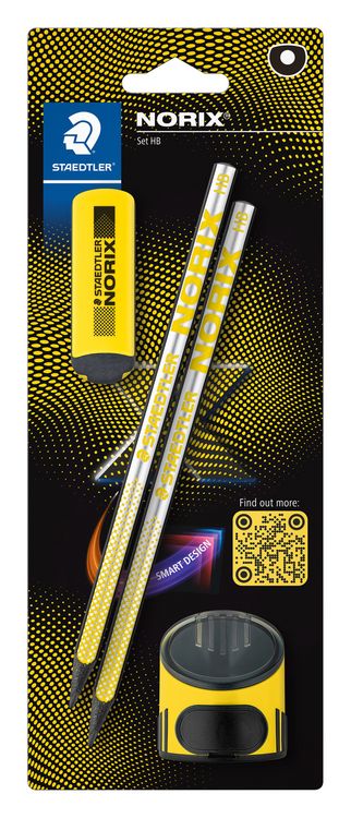 Produktbild: STAEDTLER NORIX&reg; 181, gelb mit 2 Bleistiften HB, 1 Radierer und 1 Einzelspitzdose, 181 SBK2-1