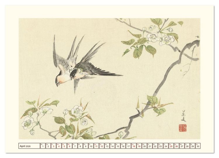 Produktbild: Bl&uuml;te und Feder (Wandkalender 2026 DIN A2 quer), CALVENDO Monatskalender
