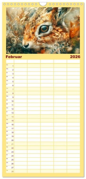 Produktbild: Familienplaner 2026 - Tierische Balance mit 5 Spalten (Wandkalender, 21 x 45 cm) CALVENDO
