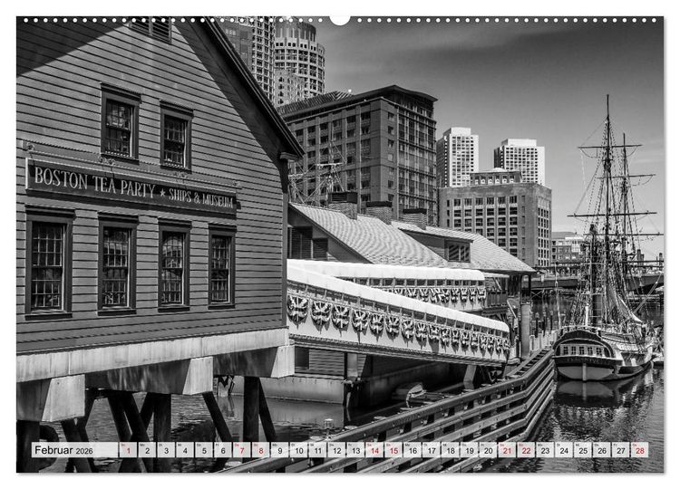 Produktbild: BOSTON Monochrome Stadtansichten (hochwertiger Premium Wandkalender 2026 DIN A2 quer), Kunstdruck in Hochglanz