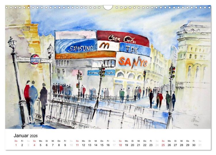 Produktbild: Aquarelle - quer durch Europa (Wandkalender 2026 DIN A3 quer), CALVENDO Monatskalender