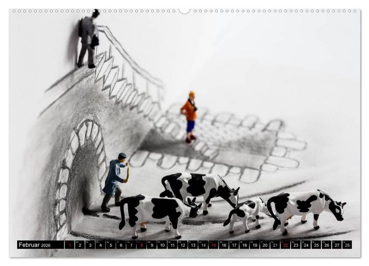 Produktbild: PAPERminis &ndash; Ein Mixed-Media-Figuren-Projekt mit Stift und Papier (Wandkalender 2026 DIN A2 quer), CALVENDO Monatskalender