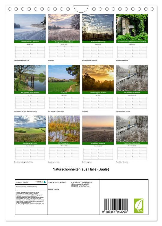 Produktbild: Natursch&ouml;nheiten aus Halle (Saale) (Wandkalender 2026 DIN A4 hoch), CALVENDO Monatskalender