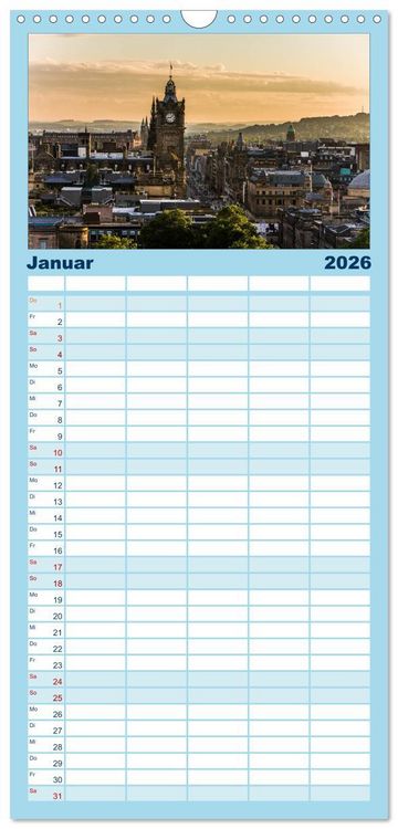 Produktbild: Familienplaner 2026 - Faszination Edinburgh mit 5 Spalten (Wandkalender, 21 x 45 cm) CALVENDO