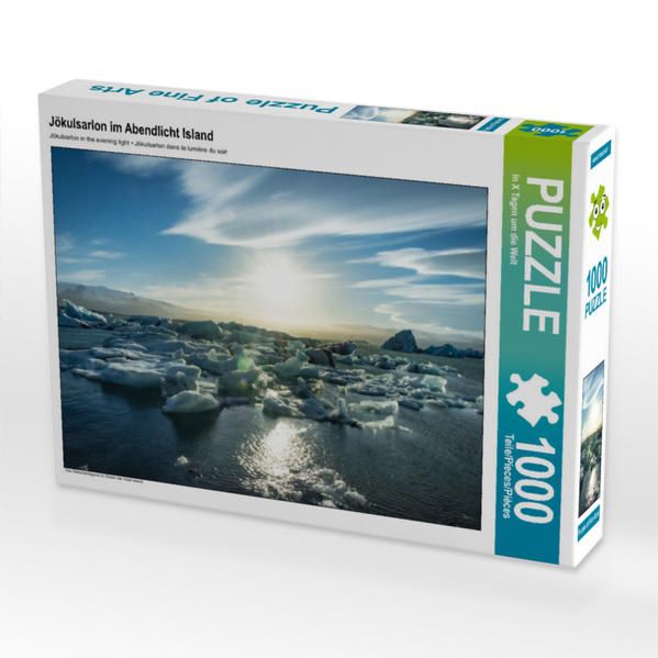 Produktbild: CALVENDO Puzzle J&ouml;kulsarlon im Abendlicht | 1000 Teile Lege-Gr&ouml;&szlig;e 64x48cm Foto-Puzzle f&uuml;r gl&uuml;ckliche Stunden