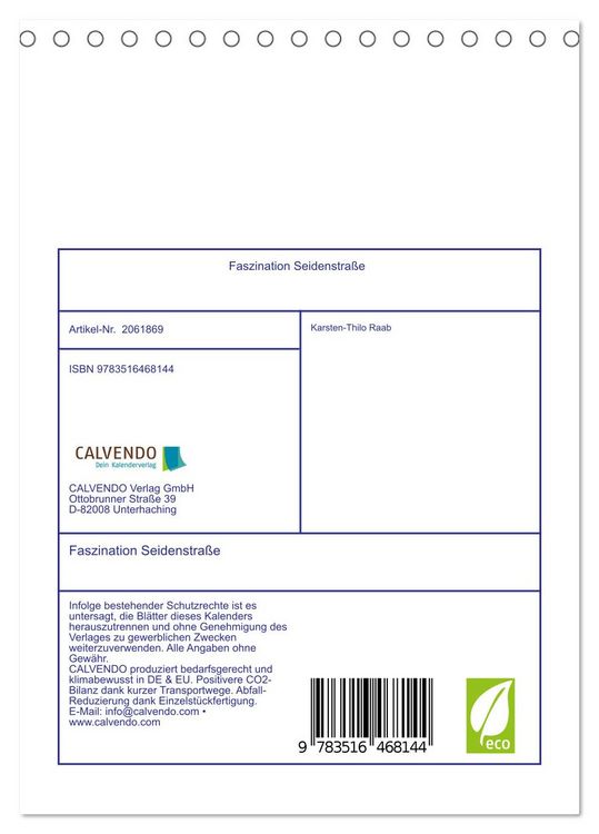 Produktbild: Faszination Seidenstra&szlig;e (Tischkalender 2026 DIN A5 hoch), CALVENDO Monatskalender