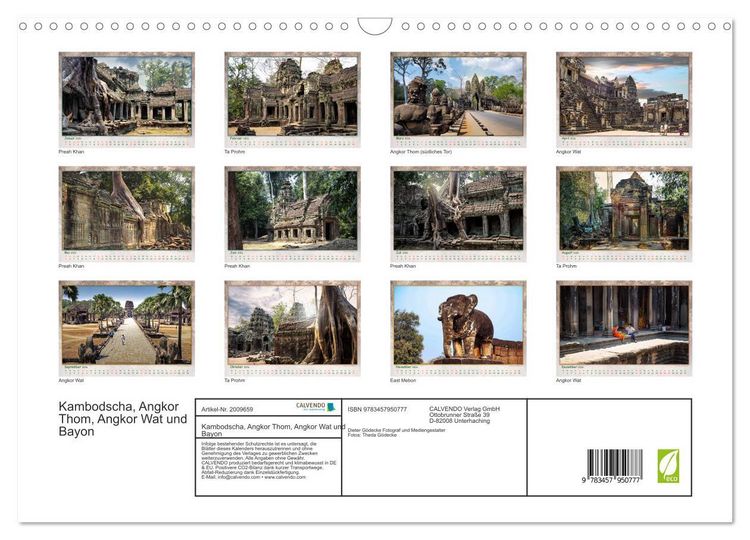 Produktbild: Kambodscha, Angkor Thom, Angkor Wat und Bayon (Wandkalender 2026 DIN A3 quer), CALVENDO Monatskalender