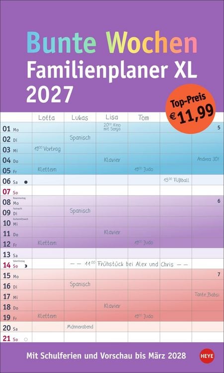 Produktbild: Bunte Wochen Familienplaner XL 2027