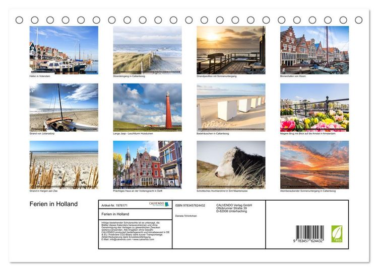 Produktbild: Ferien in Holland (Tischkalender 2026 DIN A5 quer), CALVENDO Monatskalender