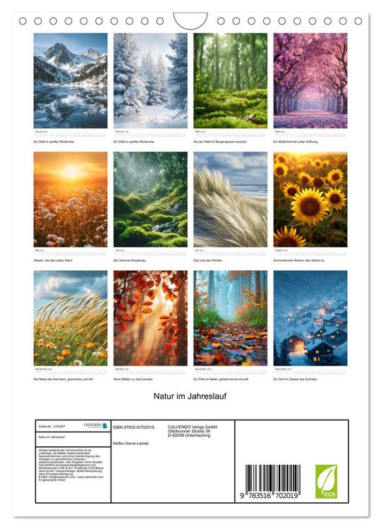 Produktbild: Natur im Jahreslauf (Wandkalender 2026 DIN A4 hoch), CALVENDO Monatskalender
