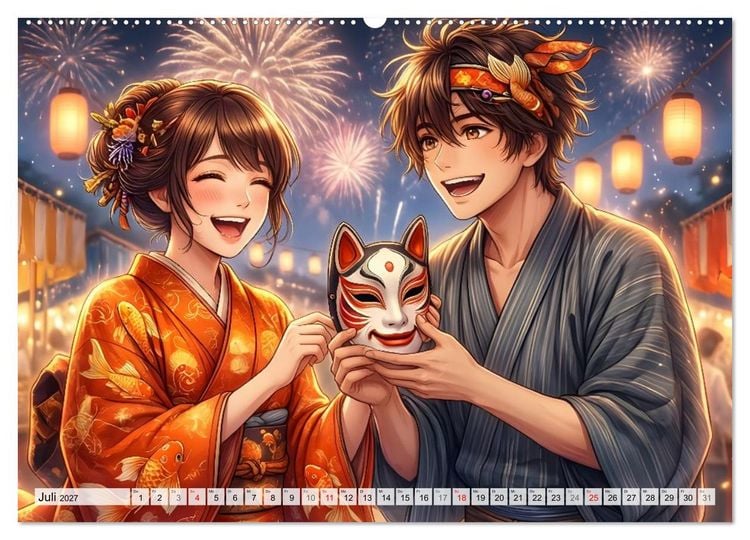 Produktbild: Meiji Mondkalender (hochwertiger Premium Wandkalender 2027 DIN A2 quer), Kunstdruck in Hochglanz