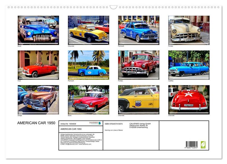 Produktbild: AMERICAN CAR 1950 (Wandkalender 2026 DIN A2 quer), CALVENDO Monatskalender