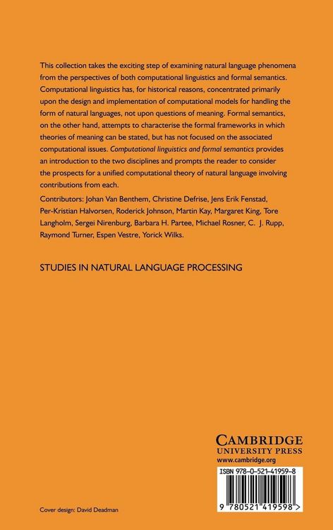 Produktbild: Computational Linguistics and Formal Semantics