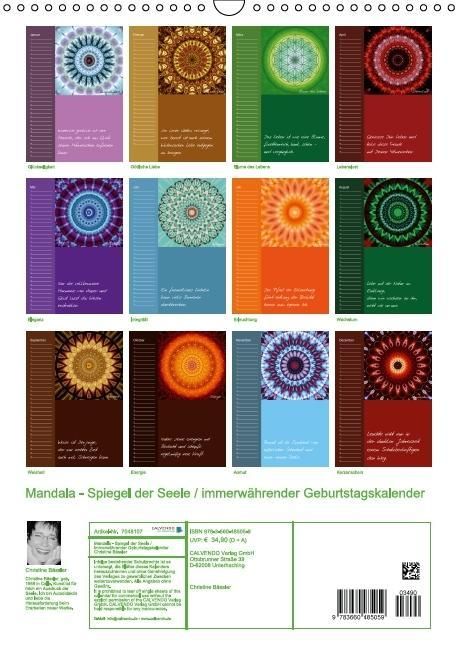 Produktbild: Mandala - Spiegel der Seele / immerw&auml;hrender Geburtstagskalender (Wandkalender immerw&auml;hrend DIN A3 hoch)