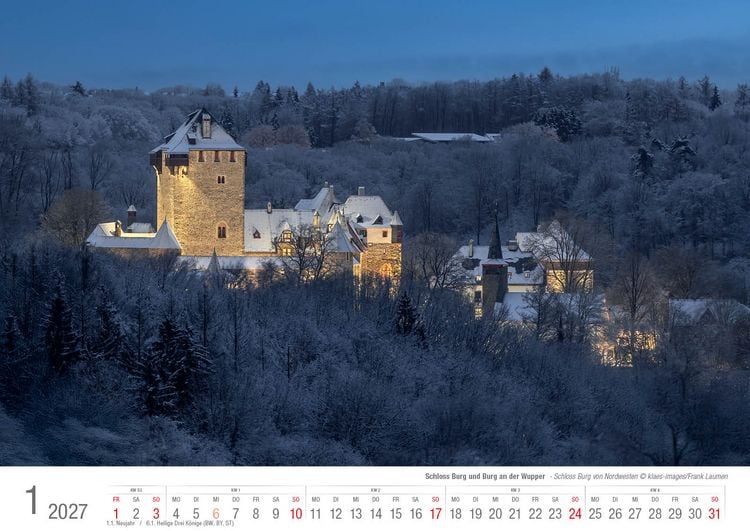 Produktbild: Schloss Burg und Burg an der Wupper 2027 Bildkalender A3 quer, spiralgebunden