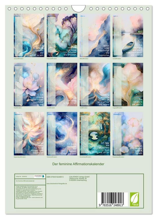 Produktbild: Der feminine Affirmationskalender (Wandkalender 2026 DIN A4 hoch), CALVENDO Monatskalender
