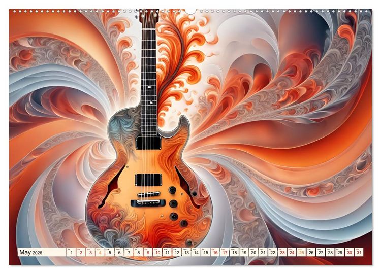 Produktbild: Guitars Fractal Art (Wall Calendar 2026 DIN A2 landscape), CALVENDO 12 Month Wall Calendar