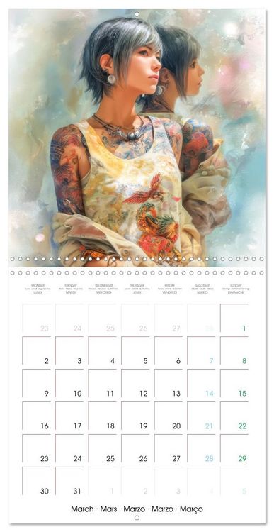 Produktbild: Women with tattoos - Inspired by Asia and the Manga style (Wall Calendar 2026 12 &times; 12 Inch) CALVENDO 12 Month Wall Calendar