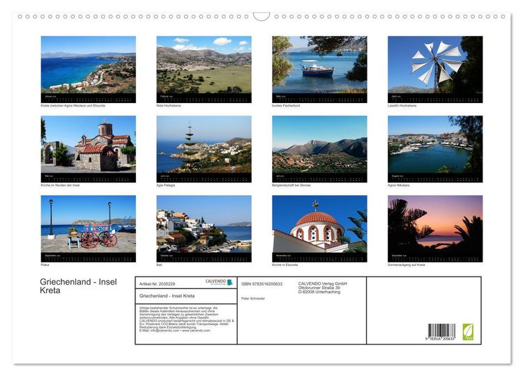 Produktbild: Griechenland - Insel Kreta (Wandkalender 2026 DIN A2 quer), CALVENDO Monatskalender