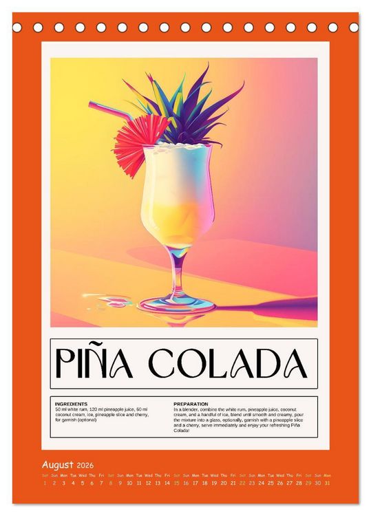Produktbild: Classic Cocktails (Desk Calendar 2026 DIN A5 portrait), CALVENDO 12 Month DeskCalendar
