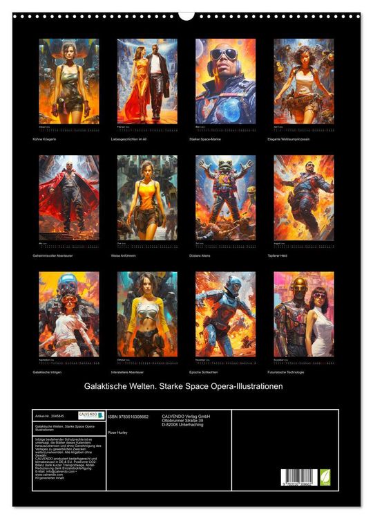 Produktbild: Galaktische Welten. Starke Space Opera-Illustrationen (Wandkalender 2026 DIN A2 hoch), CALVENDO Monatskalender