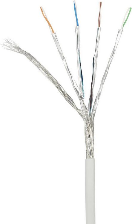 Produktbild: Renkforce RF-4145280 RJ45 Patchkabel CAT 6a S/FTP 0.50 m Grau mit Rastnasenschutz, Flammwidrig 1 St.