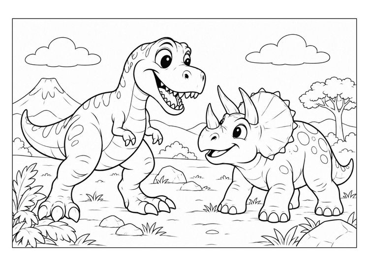 Produktbild: Dino Malbuch f&uuml;r Kinder ab 4 Jahren mit 50 s&uuml;&szlig;en Ausmalbildern