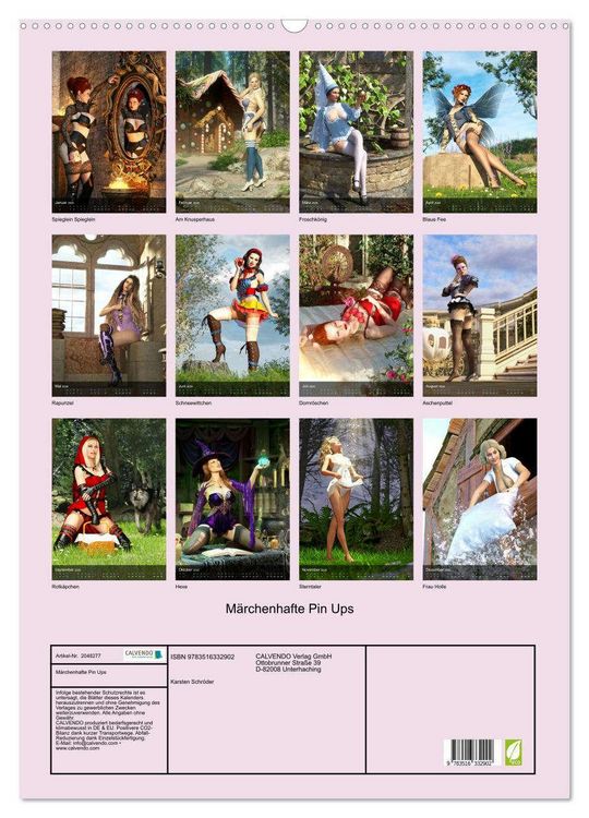 Produktbild: M&auml;rchenhafte Pin Ups (Wandkalender 2026 DIN A2 hoch), CALVENDO Monatskalender
