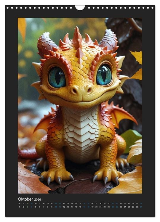 Produktbild: Verzauberte Drachen: Ein Jahr voll kleiner Wunder! (Wandkalender 2026 DIN A3 hoch), CALVENDO Monatskalender