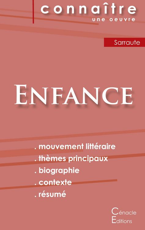 Produktbild: Fiche de lecture Enfance de Nathalie Sarraute (Analyse litt&eacute;raire de r&eacute;f&eacute;rence et r&eacute;sum&eacute; complet)
