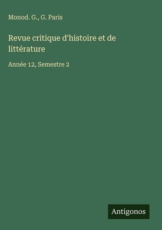 Produktbild: Revue critique d'histoire et de litt&eacute;rature