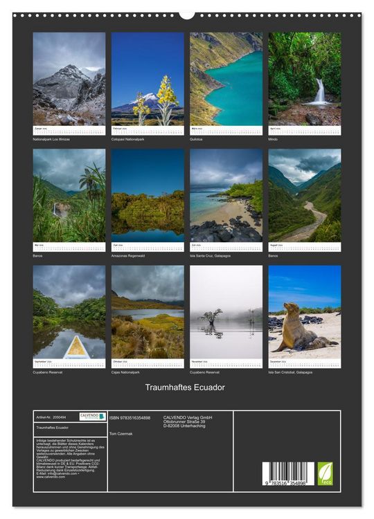 Produktbild: Traumhaftes Ecuador (Wandkalender 2026 DIN A2 hoch), CALVENDO Monatskalender