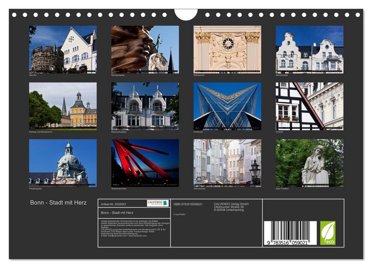 Produktbild: Bonn - Stadt mit Herz (Wandkalender 2026 DIN A4 quer), CALVENDO Monatskalender