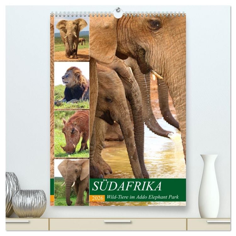 Produktbild: S&Uuml;DAFRIKA Wild-Tiere im Addo Elephant Park (hochwertiger Premium Wandkalender 2026 DIN A2 hoch), Kunstdruck in Hochglanz