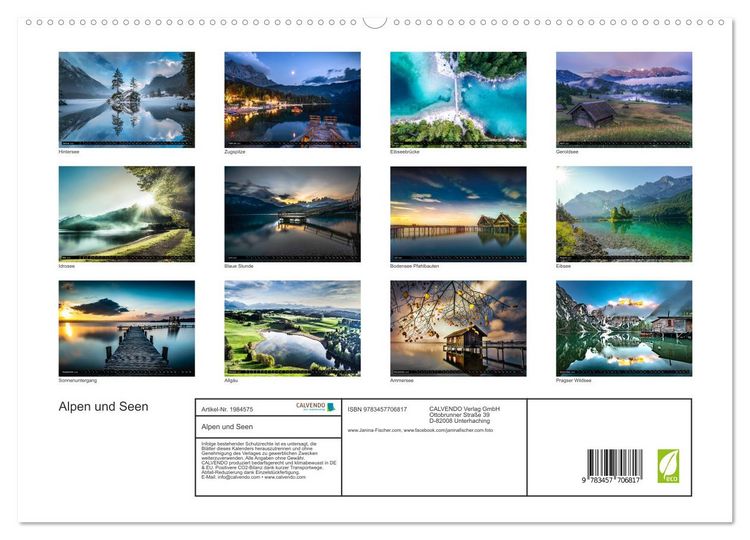 Produktbild: Alpen und Seen (hochwertiger Premium Wandkalender 2026 DIN A2 quer), Kunstdruck in Hochglanz