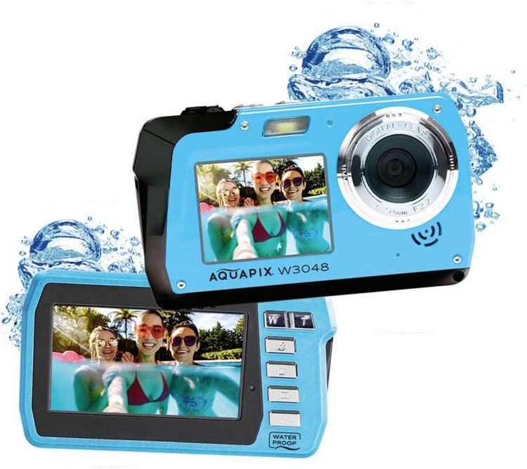 Produktbild: Easypix W3048-I "Edge" Digitalkamera 48 Megapixel Ice, Blue Unterwasserkamera, Frontdisplay