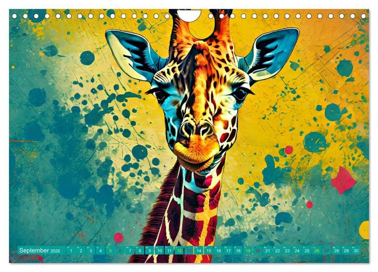 Produktbild: GIRAFFEN - Modern Art (Wandkalender 2026 DIN A4 quer), CALVENDO Monatskalender