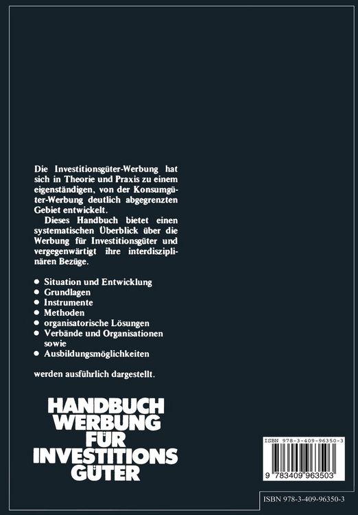 Produktbild: Handbuch Werbung f&uuml;r Investitionsg&uuml;ter