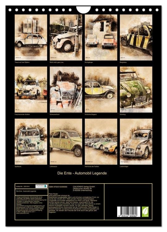 Produktbild: Die Ente - Automobil Legende (Wandkalender 2026 DIN A4 hoch), CALVENDO Monatskalender