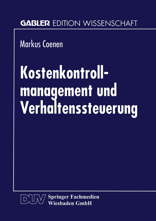 Produktbild: Kostenkontrollmanagement und Verhaltenssteuerung