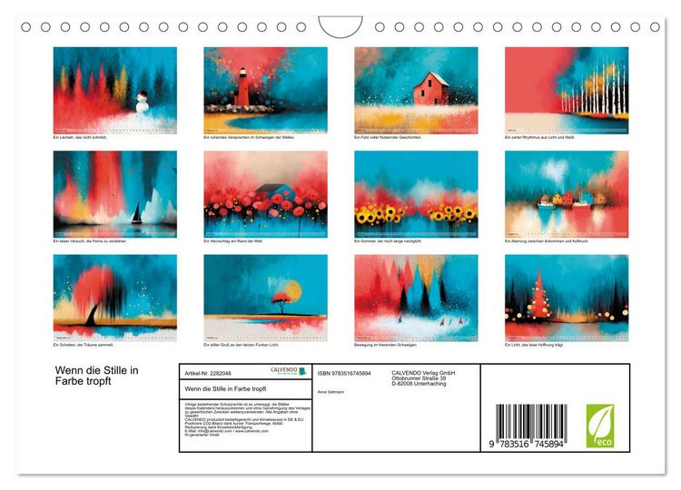 Produktbild: Wenn die Stille in Farbe tropft (Wandkalender 2026 DIN A4 quer), CALVENDO Monatskalender