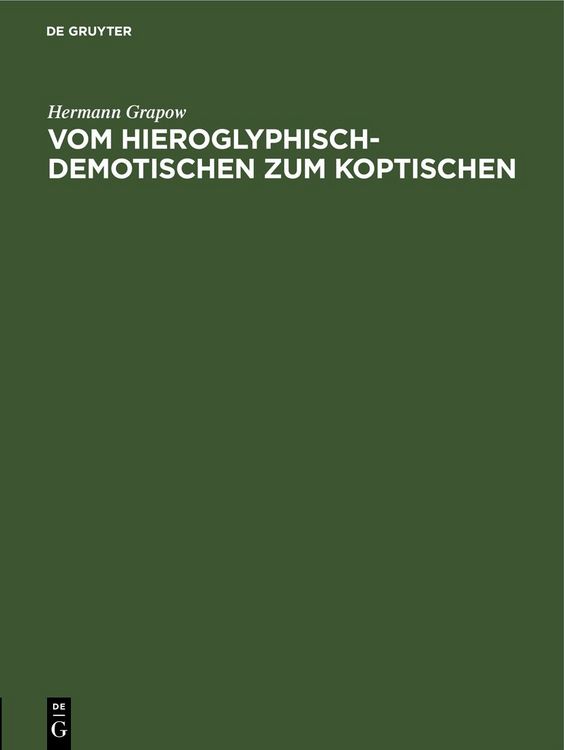 Produktbild: Vom Hieroglyphisch-Demotischen zum Koptischen
