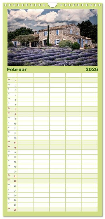 Produktbild: Familienplaner 2026 - Provence romantique mit 5 Spalten (Wandkalender, 21 x 45 cm) CALVENDO