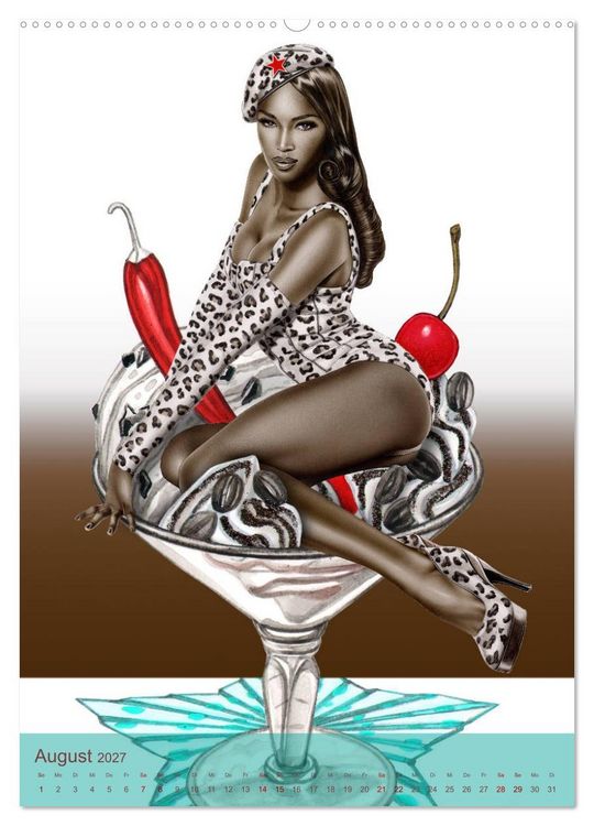 Produktbild: DELIKATESSEN - leckere K&ouml;stlichkeiten & kalorienarme Pin up Illustrationen, Zeichnungen, Grafiken und Malerei der Marke "Burlesque up your wall" von Sara Horwath (Wandkalender 2027 DIN A2 hoch), CALVENDO Monatskalender