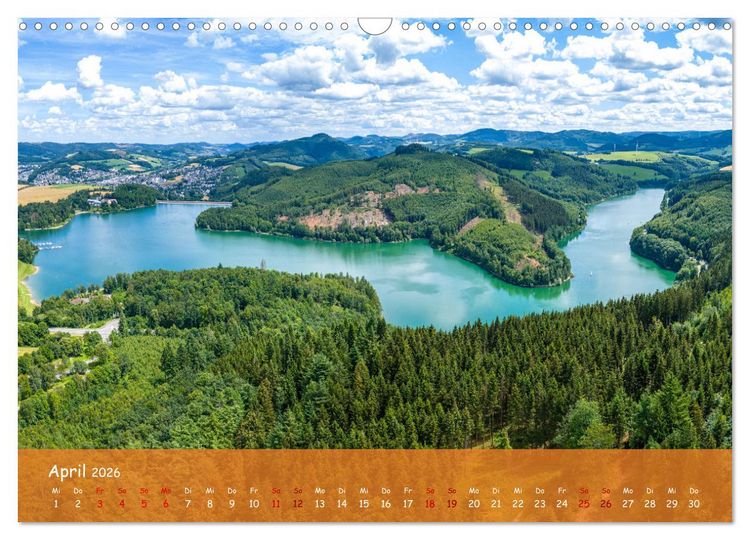 Produktbild: Talsperren der Ruhr und ihrer Nebenfl&uuml;sse aus der Vogelperspektive (Wandkalender 2026 DIN A3 quer), CALVENDO Monatskalender