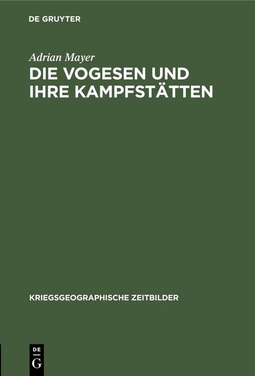 Produktbild: Die Vogesen und ihre Kampfst&auml;tten