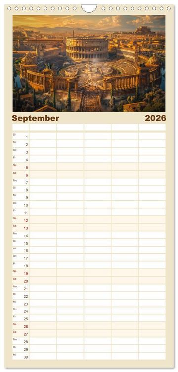 Produktbild: Familienplaner 2026 - Im Schatten des Kolosseums mit 5 Spalten (Wandkalender, 21 x 45 cm) CALVENDO