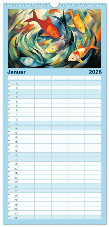 Produktbild: Familienplaner 2026 - Unterwasserwelt, bunt und wundersch&ouml;n mit 5 Spalten (Wandkalender, 21 x 45 cm) CALVENDO